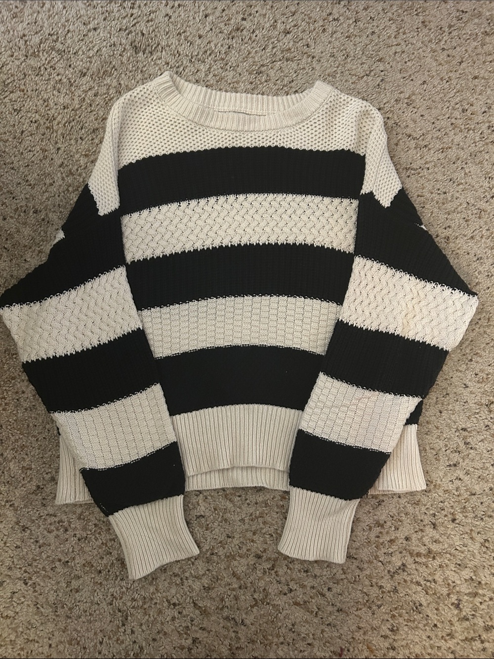 A NEW DAY Black & White Striped Knitted Sweater